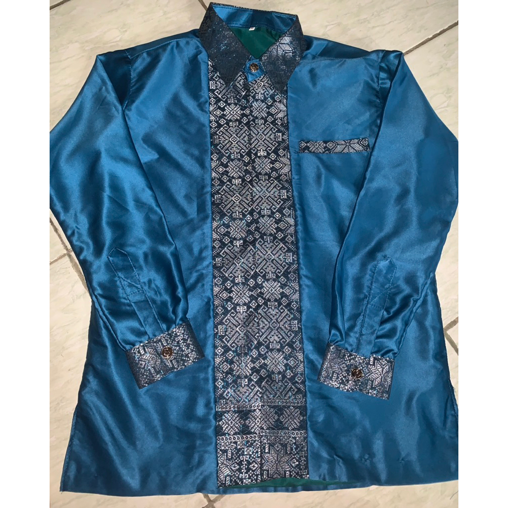 AULLY ATASAN PRIA SATIN & SONGKET |kemeja kondangan pria| kemeja kondagan pria memakai variasi songk
