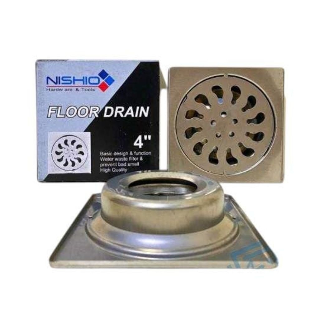 Saringan air Got pembuangan 4 inci stenlis kamar mandi /Floor Drain nisho