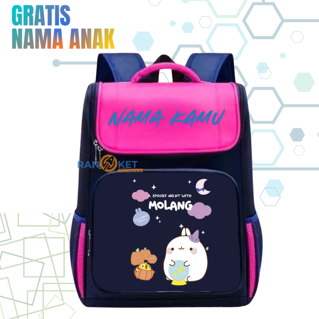 Tas Ransel Sekolah Anak TK/SD Molang I Tas Sekolah Anak SD/TK Molang Terbaru [ Free Cetak Nama ]