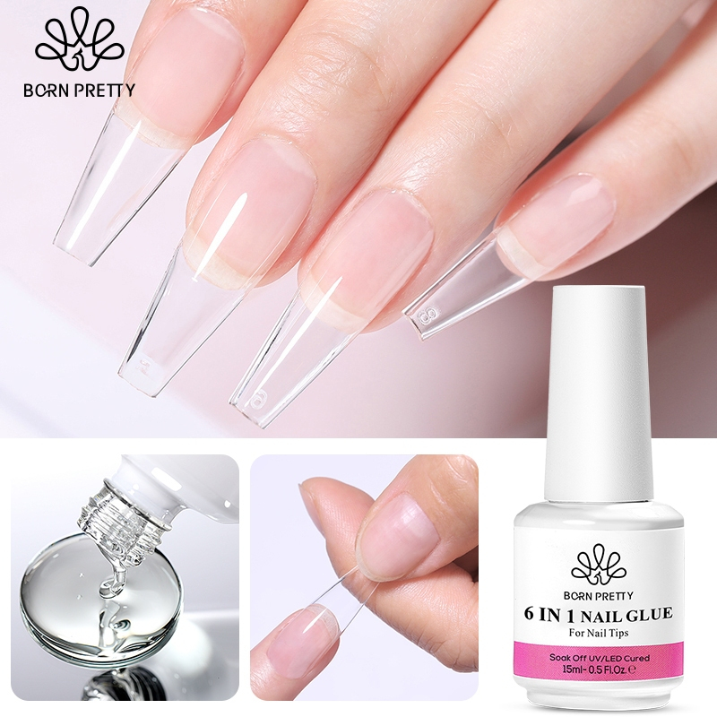 BORN PRETTY 6 in 1 Lem Kuku Mekar Gel Penguat Kuku Ekstensi Gel Lem Kuku Palsu Tahan Lama Terkelupas