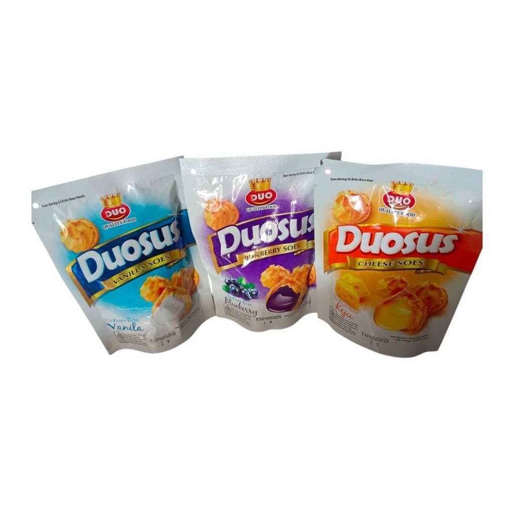 

Duosus Quality food 30grVarian - cheese soes - blueberry soes - vanila soes