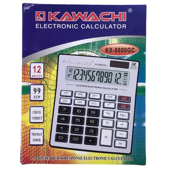 

KAWACHI Kalkulator 12 Digit Besar KX-8800GC | Dual Power Calculator Murah KX8800GC