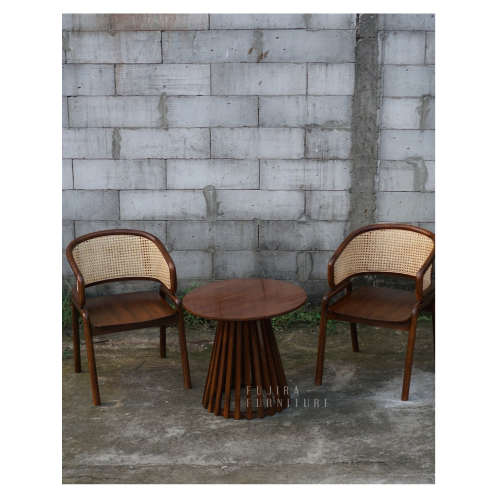 Kursi Teras Set teras Minimalis Kayu jati Meja bundar Grade A
