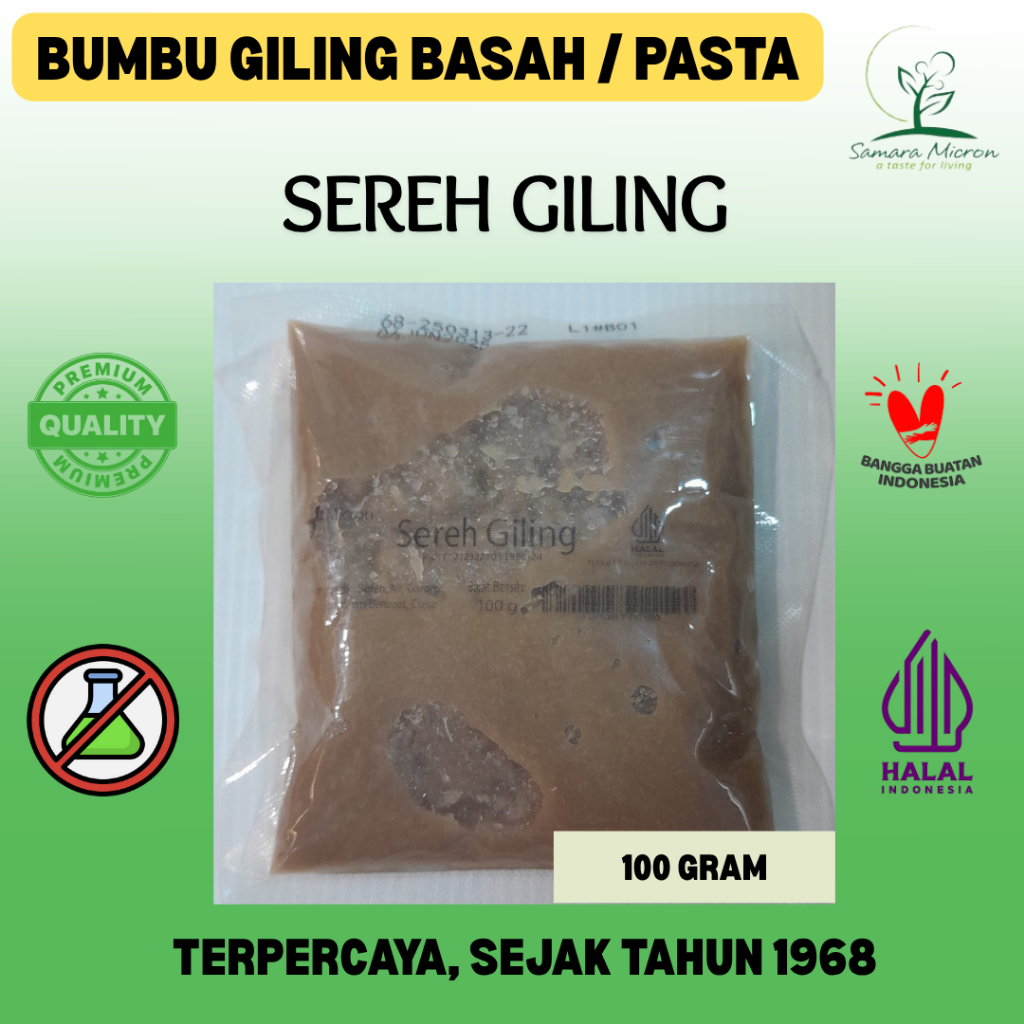 

Bumbu Dasar Samara Micron - Sereh Giling Basah / Sereh Pasta - 100 Gram