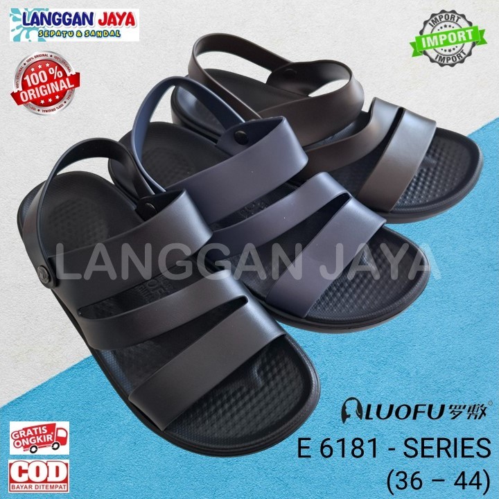 LUOFU E 6181 - Sendal Karet Jelly EVA Tali Belakang Wanita PriaRemaja Pria Impor Luofu Bandung (COD)