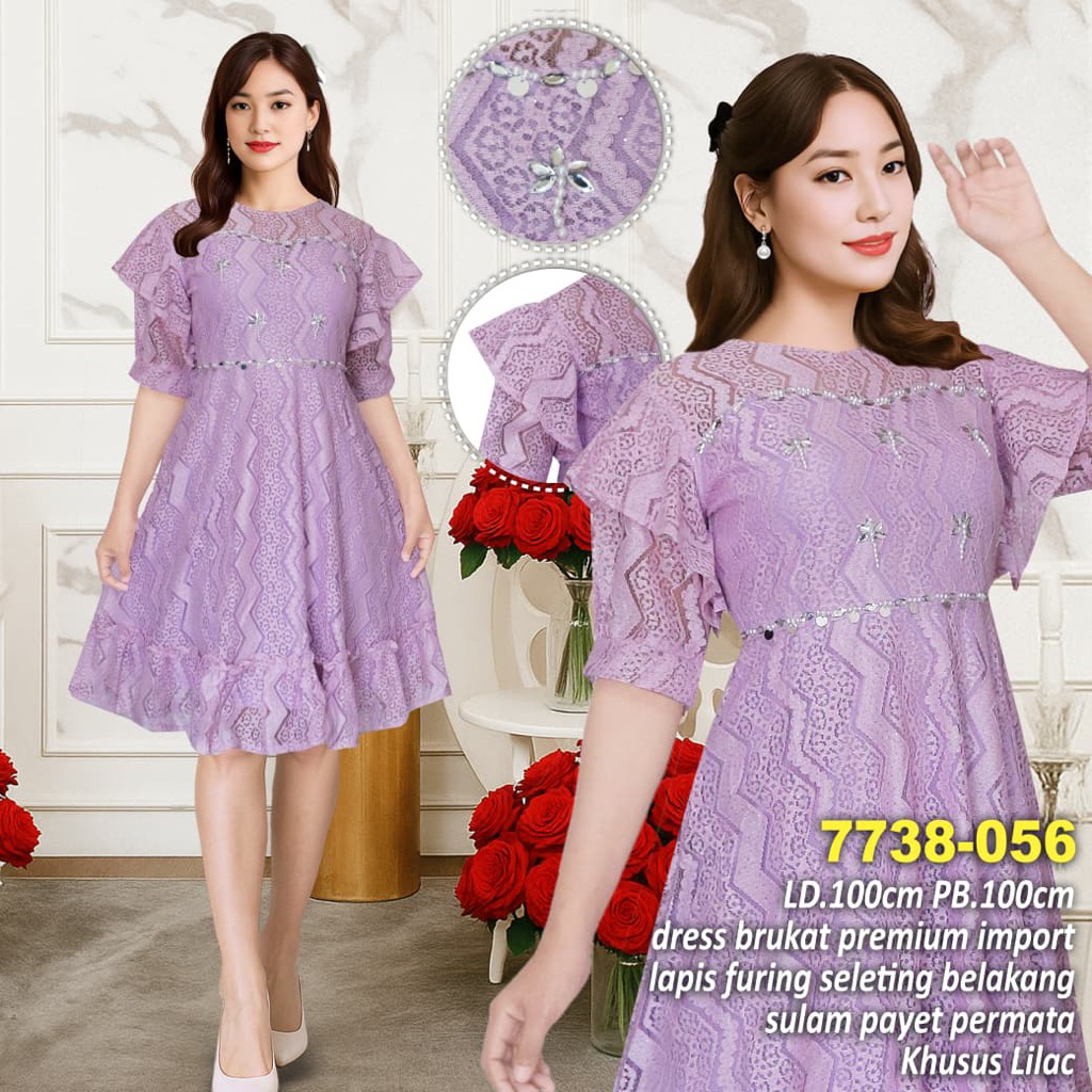 COD DRESS PESTA BAJU NATAL KHUSUS LILAC ADC