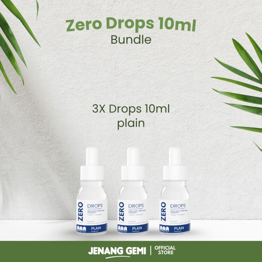 

Zero Drops 10ml BUNDLE 3X 10ml Drops PLAIN | ZERO GULA | ZERO KALORI | SUGAR FREE | ZERO CARB
