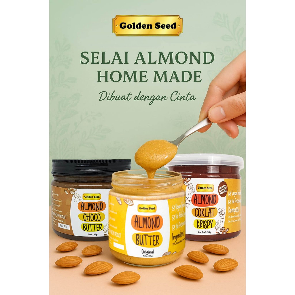 

SELAI ALMOND / HOME MADE ALMOND BUTTER / SELAI KACANG ALMOND 100% MURNI/ SELAI ALMOND COKLAT / ALMOND SEED BUTTER