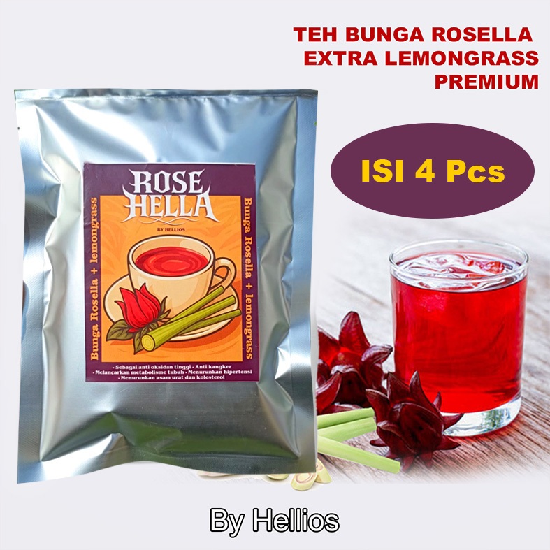 

ROSE HELLA Teh Herbal Rosella extra sereh/serai - teh bunga rosella premium 40gr by Hellios