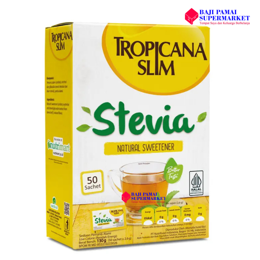 

Tropicana Slim Stevia Natural Sweetener isi 50 Sachet / Stevia