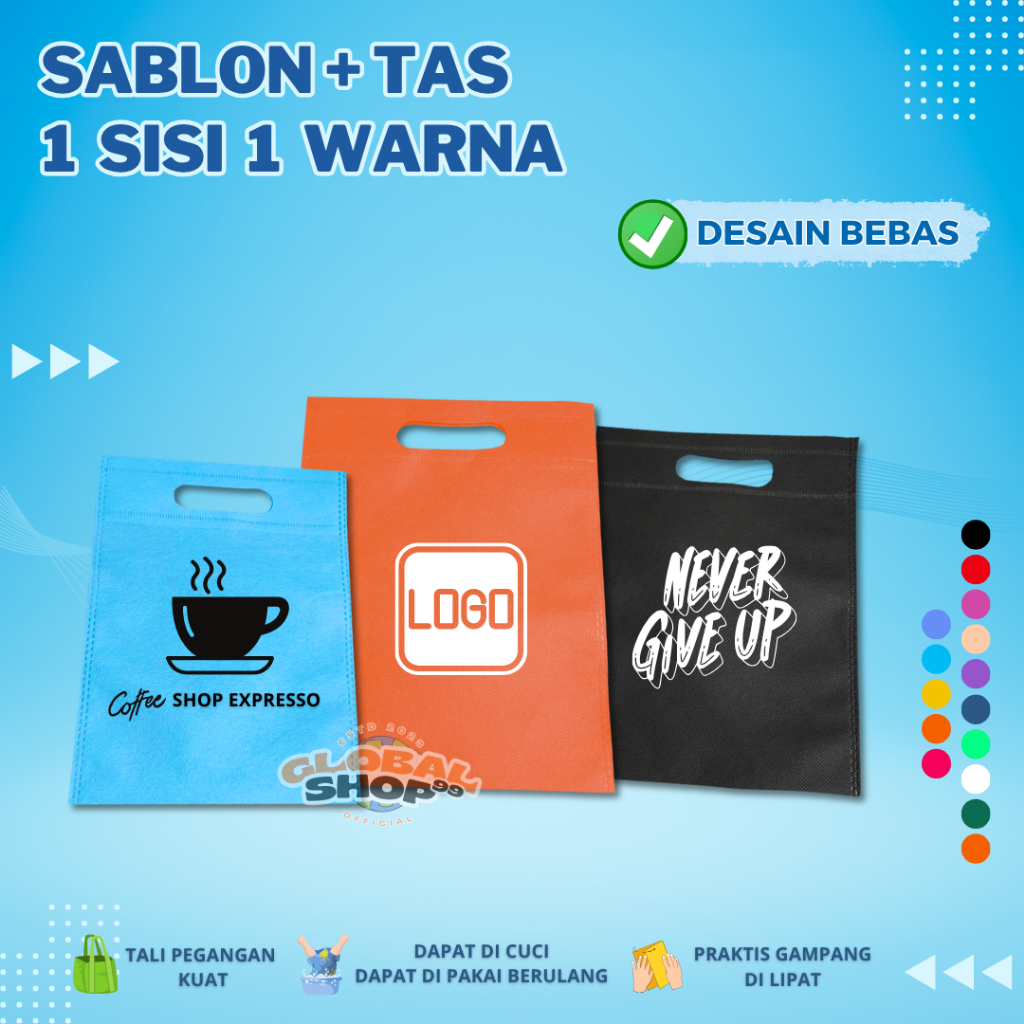 

CUSTOM SABLON PLUS TAS Goodie Bag OVAL 1 SISI 1 WARNA 20X26 25X35 30X40 Kantong Tas Belanja TOTEBAG Spunbond Hampers Souvenir