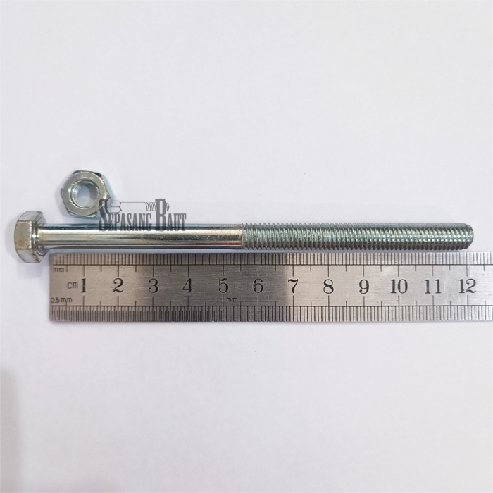 BMP M8 x 120 Baut Mur Putih Hexagon Galvanis M8x120