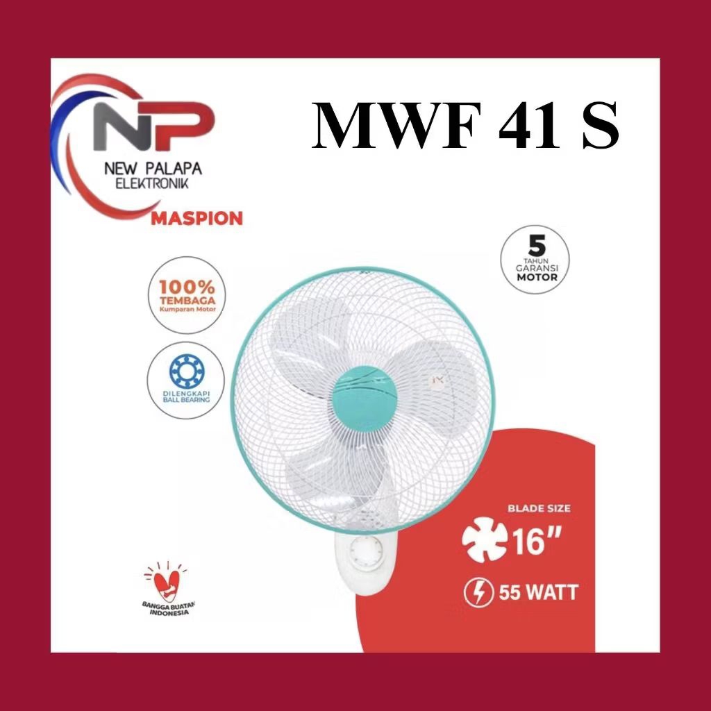 MASPION WALL FAN MWF-41S/ KIPAS ANGIN DINDING MASPION 16 INCH/ KIPAS ANGIN TEMBOK MASPION 16"