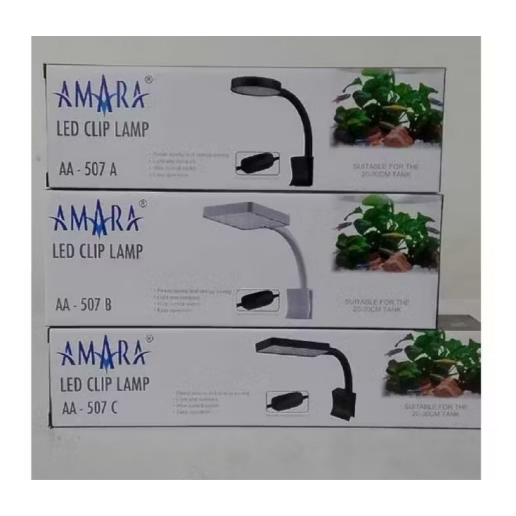 Lampu Jepit LED aquarium kecil mini bulat toples soliter amara