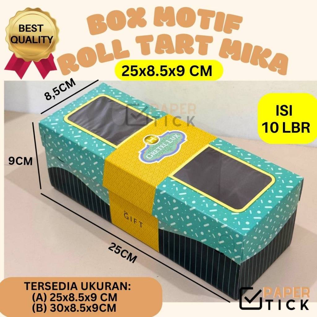 

(ISI 10 / 50 LEMBAR) Kotak Box Kue Roll Tart 25x8,5x9 CM Kemasan Bolu Gulung Cake Kue Box Roti Bakar + FREE KARTU UCAPAN