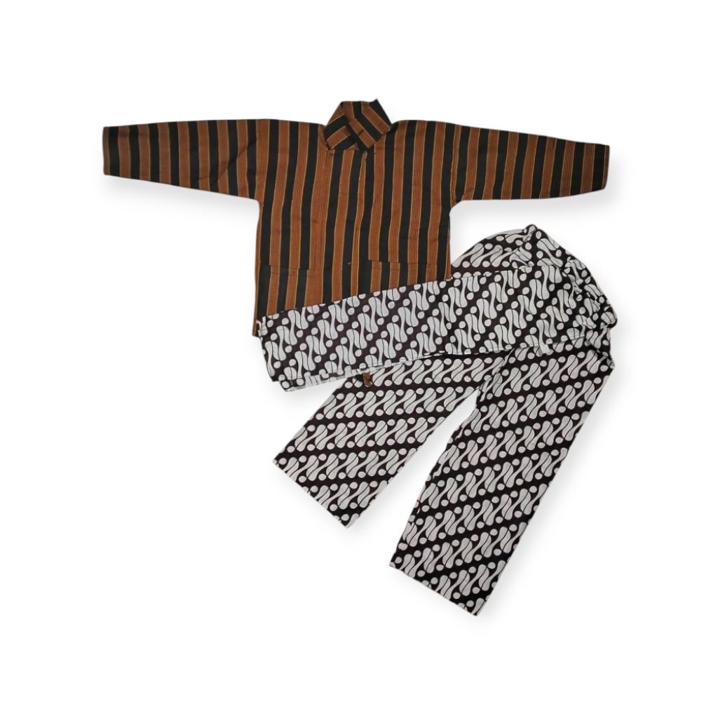 DISKON BAJU ADAT ANAK STELAN ATAS SURJAN BAWAH JARIK CELANA INSTAN BAJU ADAT ANAK MOTIF BATIK LURIK