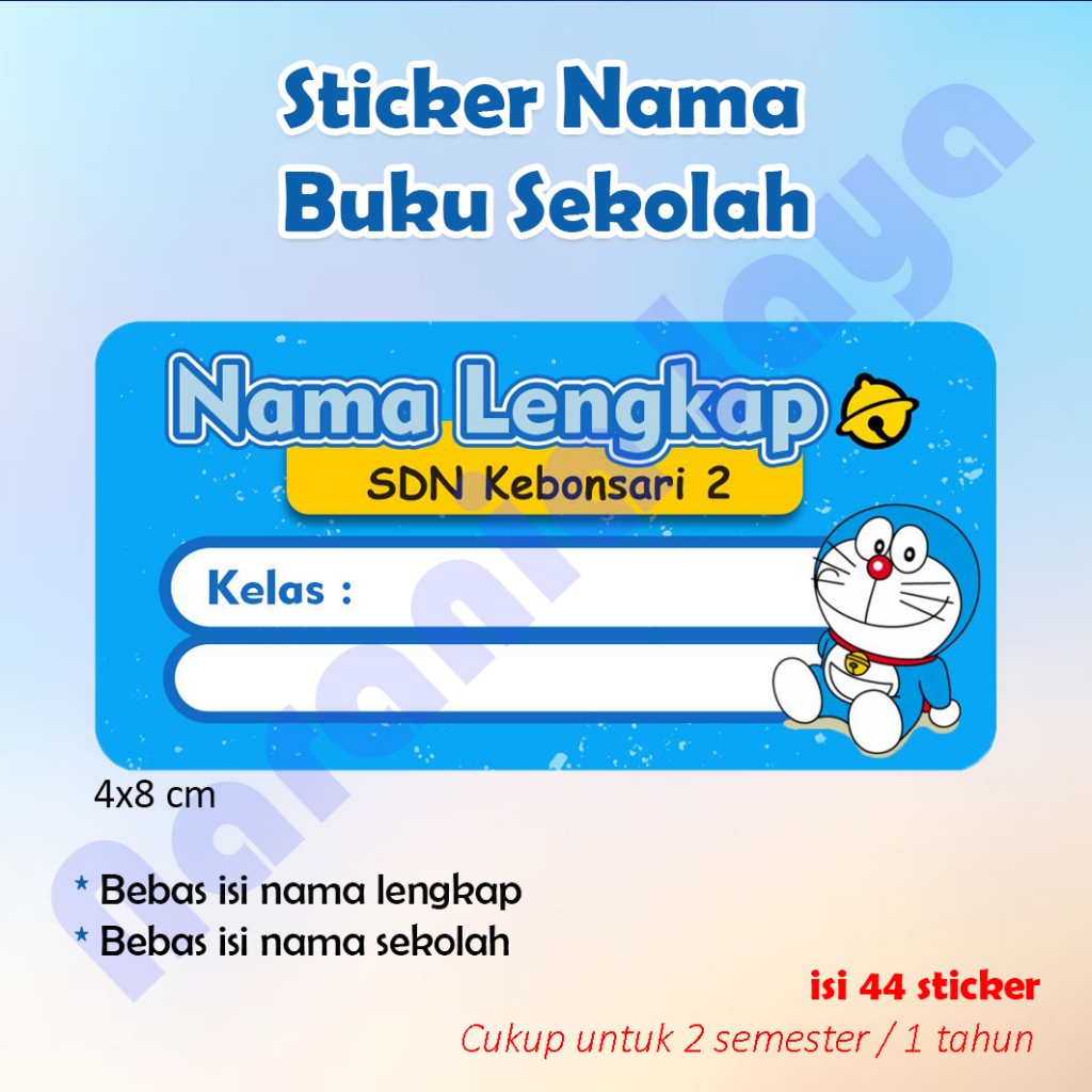 

Stiker Buku Tema Doraemon Isi 44 Ukuran 8 x 4 - Sticker Label Buku Pelajaran Sekolah Custom