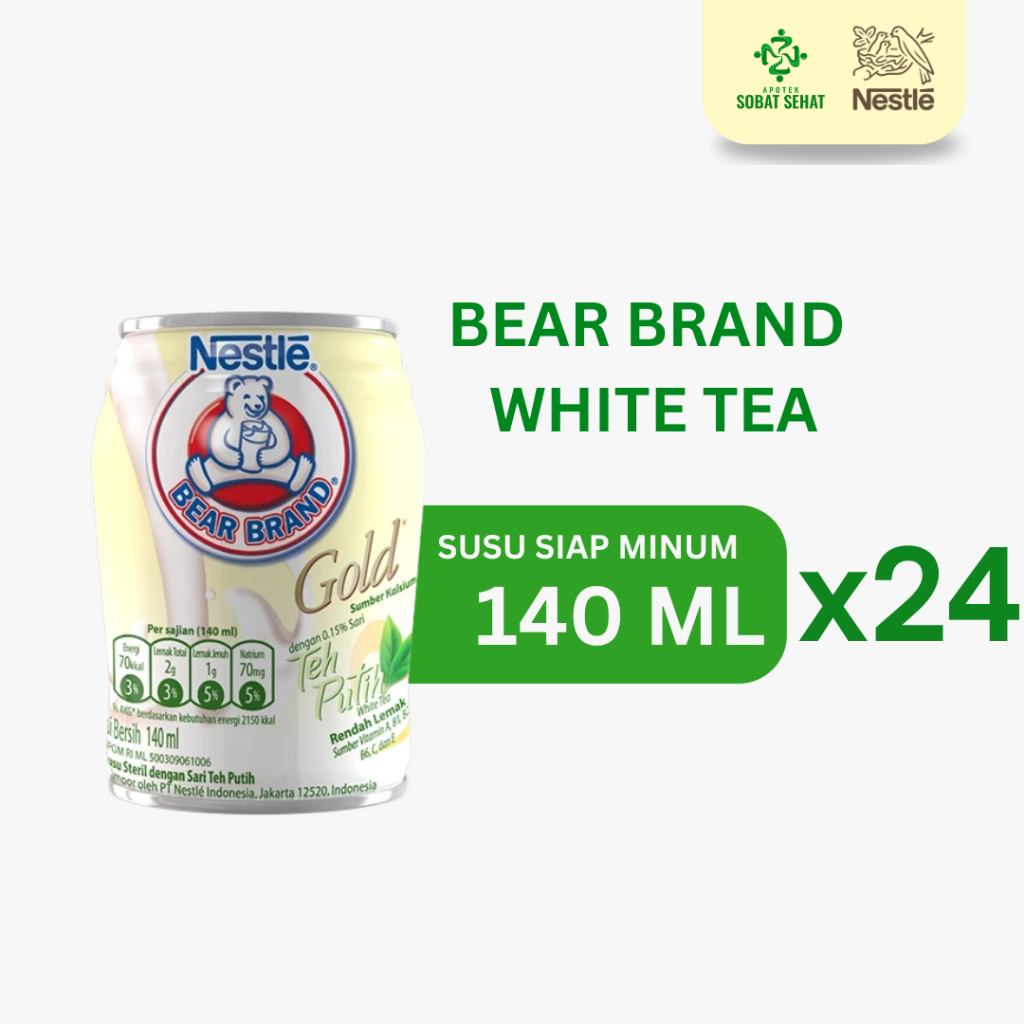 

[LEBIH HEMAT] @24 Kaleng Bear Brand Susu Kaleng White Tea Susu Steril 140 ml