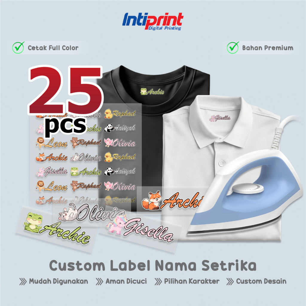 

Label Kaos Custom Nama - DTF Printing Sablon Press Setrika Untuk Kaos, Baju, Kain / Sticker Nama