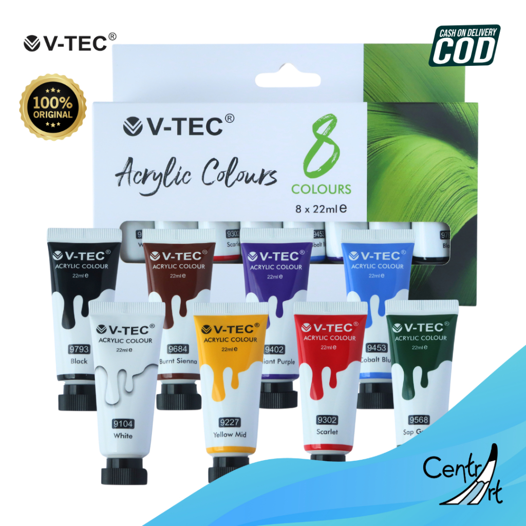 

V-tec Acrylic colours 8 colours x 22ml Vtec cat akrilik delapan warna
