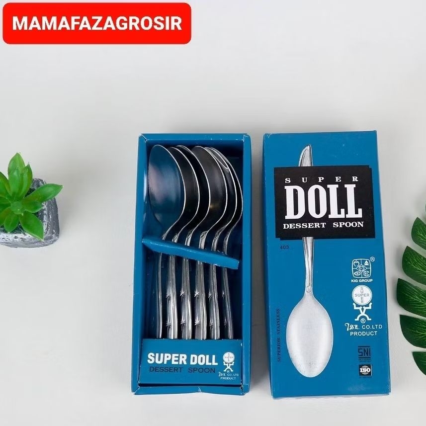 [6 PCS] SENDOK SUPER DOLL ORIGINAL STAINLESS STEEL BERKUALITAS SUPER TEBAL || SENDOK MAKAN SUPER DOL