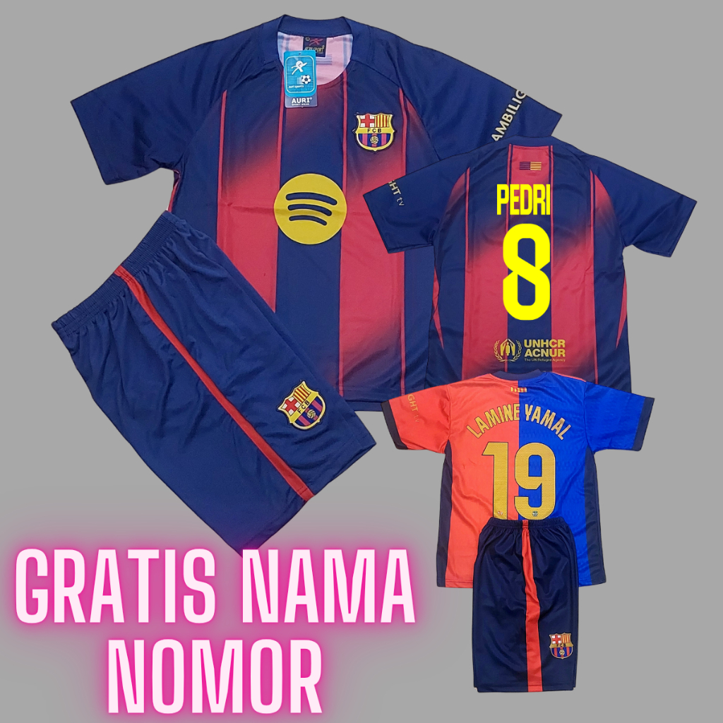 Jersey Bola Anak Setelan Baju Sepak Bola Home Usia 0-12 Tahun
