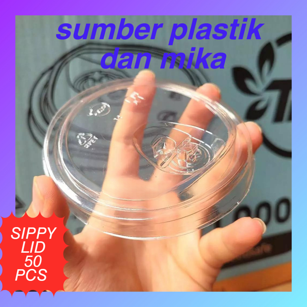 [ 50PCS ] SIPPY LID | LID SIPPY PET FOODGRADE - LID STRAWLESS PENUTUP GELAS PLASTIK
