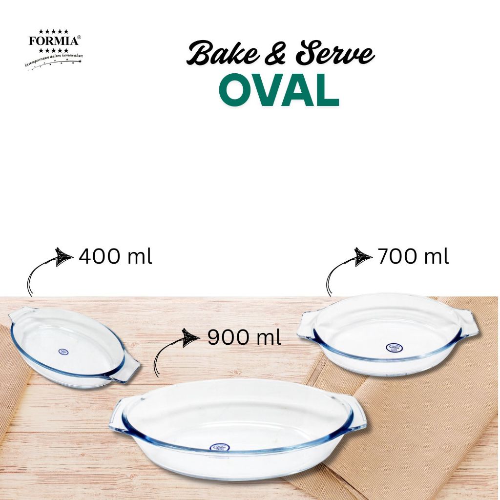 Asialiving Formia Loyang Kaca Bake& Serve Oval/pc