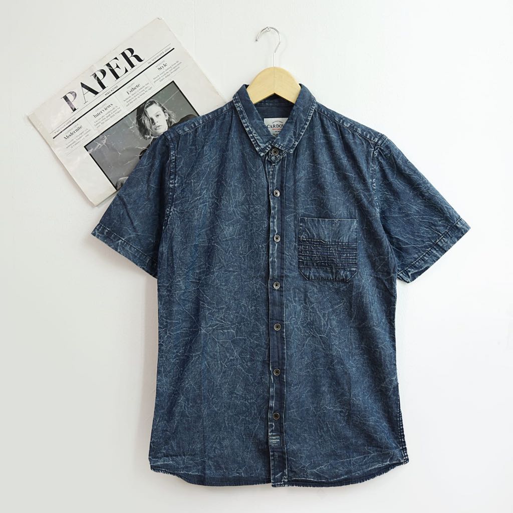 Kemeja Denim Lengan Pendek Cardova slim fit Size: Small - Large