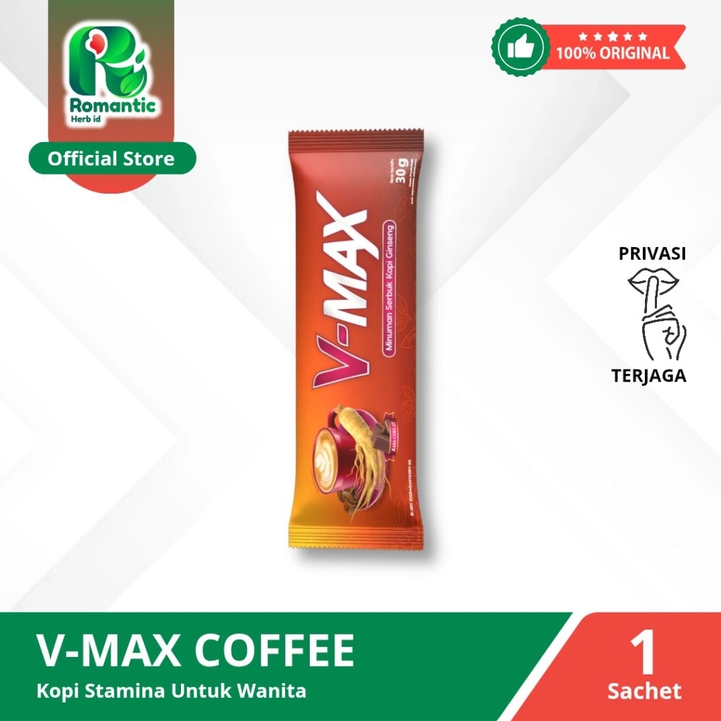 

V-Max Kopi Ginseng - Kopi penambah stamina - Penambah durasi - BPOM - Kopi Gingseng Kopi Penambah Stamina Wanita - 1 Sachet