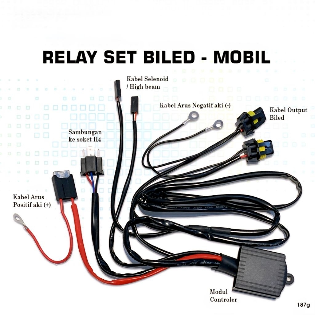 KABEL RELAY SET BILED UNIVERSAL MOBIL MOTOR RELAY SET  LAMPU LED BILLED FOGLAMP PNP