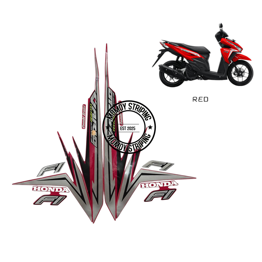STIKER STRIPING VARIO TECHNO 125 2016 IDLING STOP MERAH