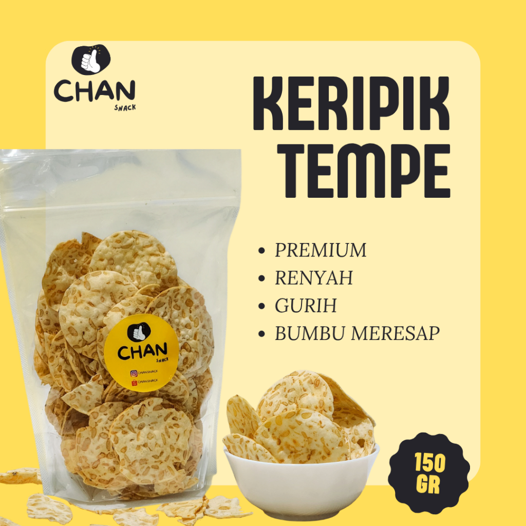 

Keripik Tempe Premium Original/Asin 150gr Renyah Kriuk Asin Gurih Cemilan Snack Kripik Kiloan CHAN SNACK