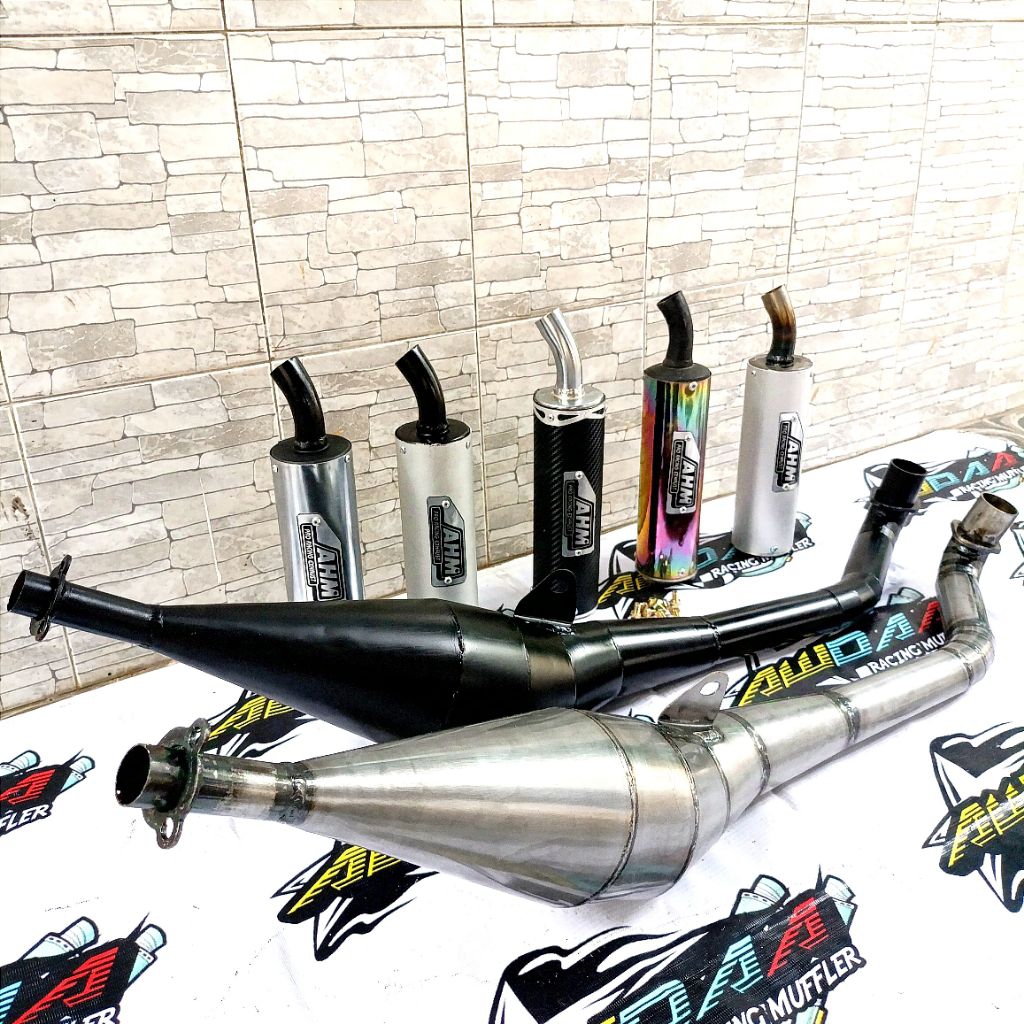 Knalpot FIZ R pernis AHM hitam Carbon pelangi crom motor fizr 2tak racing