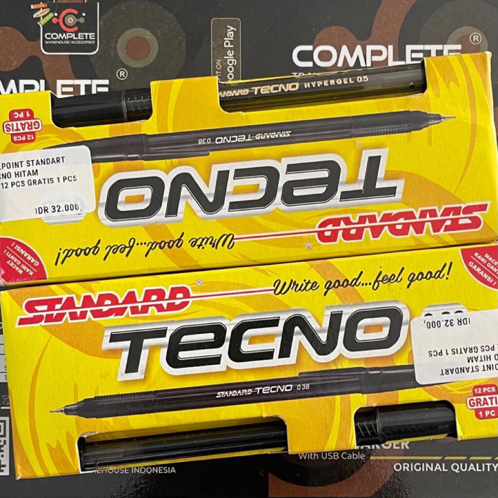 

BOLPOINT STANDART TECNO HITAM ISI 12Pcs GRATIS 1Pcs / BOLPEN STANDART TECNO HITAM
