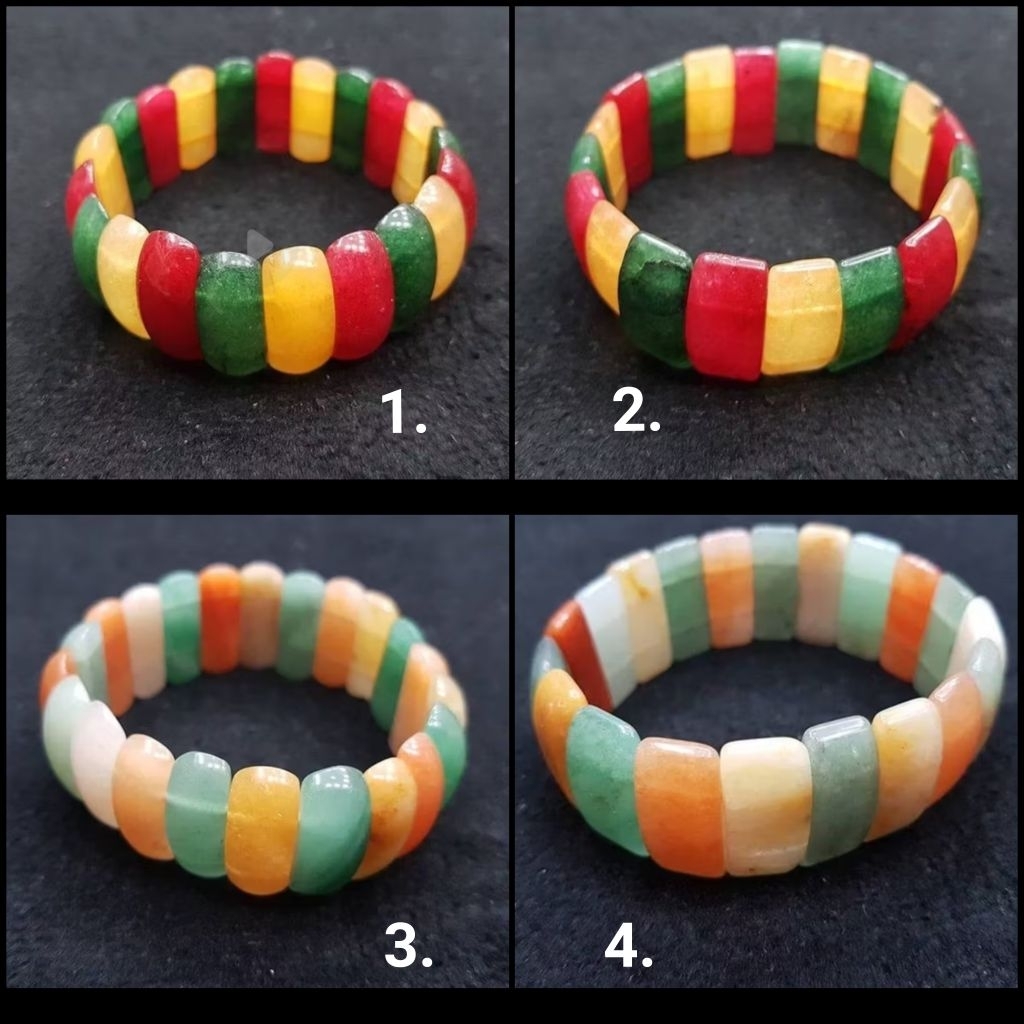 Gelang batu warna-warni lebar
