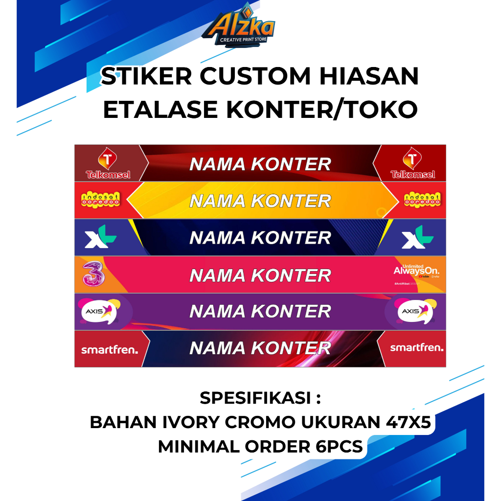 

Stiker Custom Hiasan Etalase Konter/Toko Nama Konter