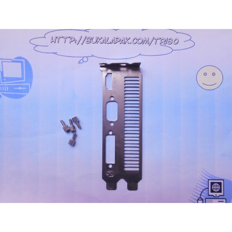 Plat besi - Bracket VGA card 3 lubang 2 slot - HDMI CRT DVI plus 4 pcs Screw