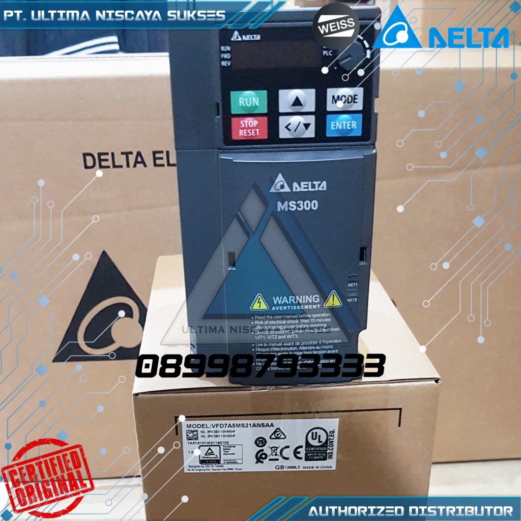 VFD7A5MS21ANSAA Inverter Delta Ms300 1.5Kw 220Volt 1Phase 2Hp