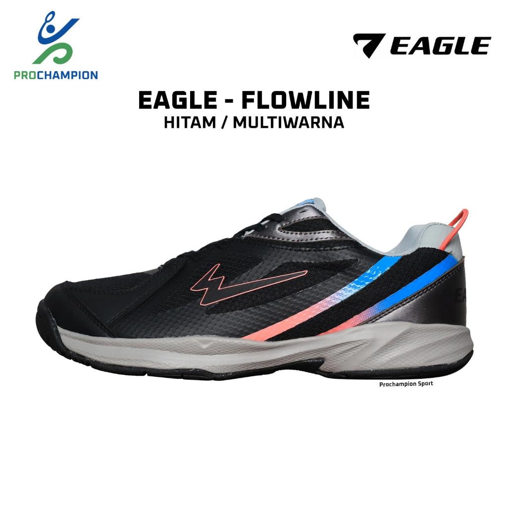 Sepatu Badminton EAGLE Flowline Hitam Multiwarna Original