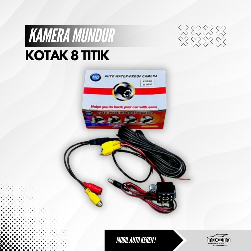 Kamera Mundur Mobil 8 Titik Set Camera CCD Parkir Mobil Kabel Lengkap