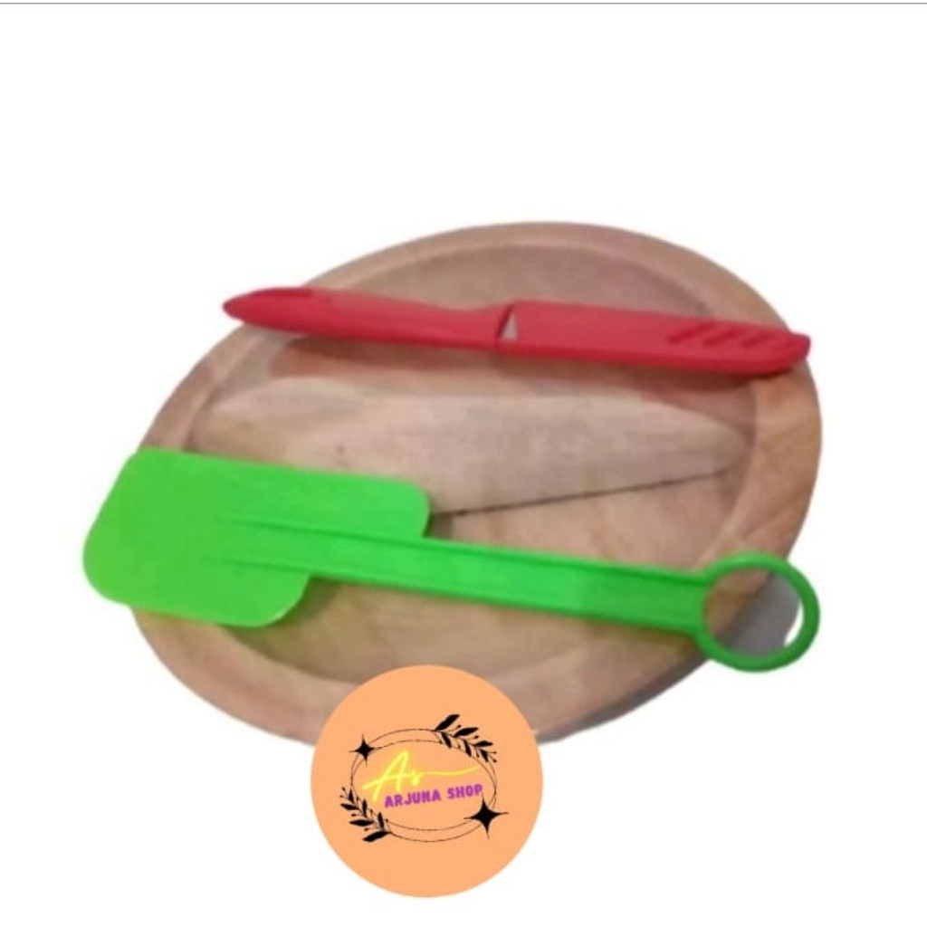 Set cobek kayu jumbo bonus pisau dan spatula cobek kayu mahoni murah