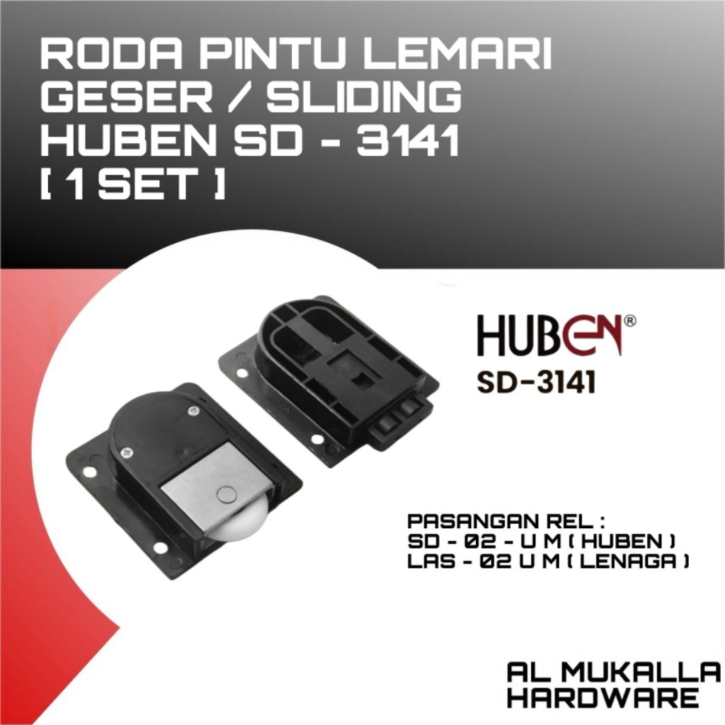 SD - 3141 Huben - Roda Pintu Lemari Sliding Huben | Roda Pintu Lemari Geser - 1 Set