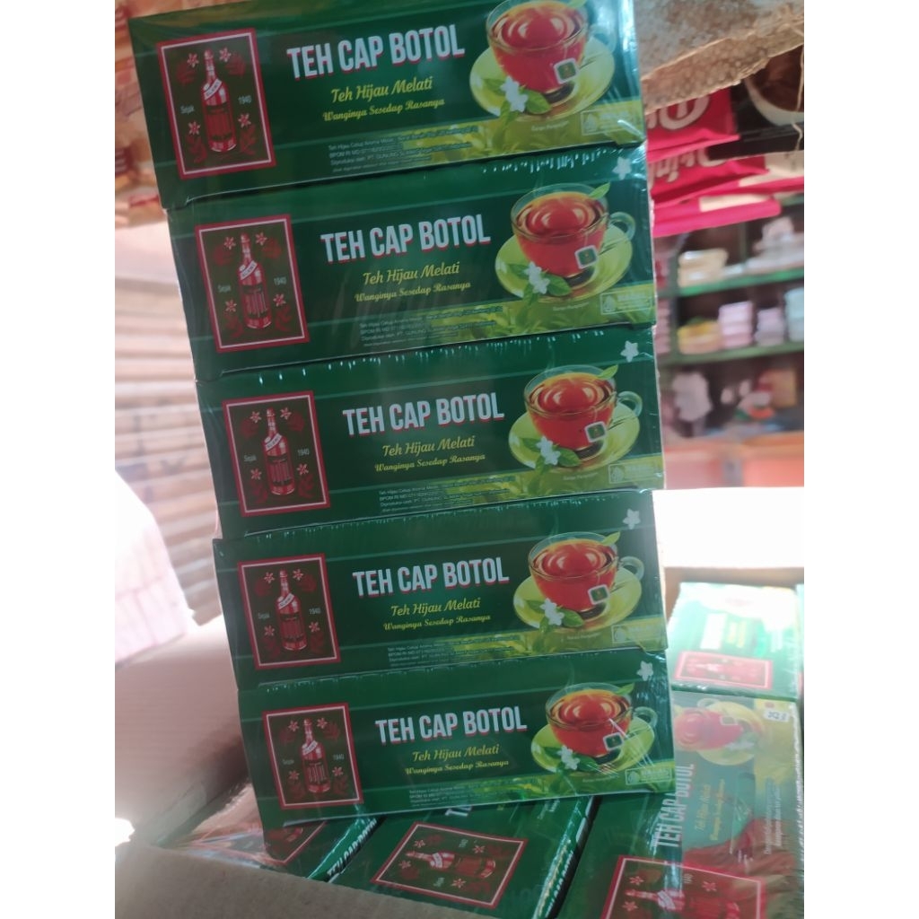 

Teh cap botol kotak celup paket 5 kotak.