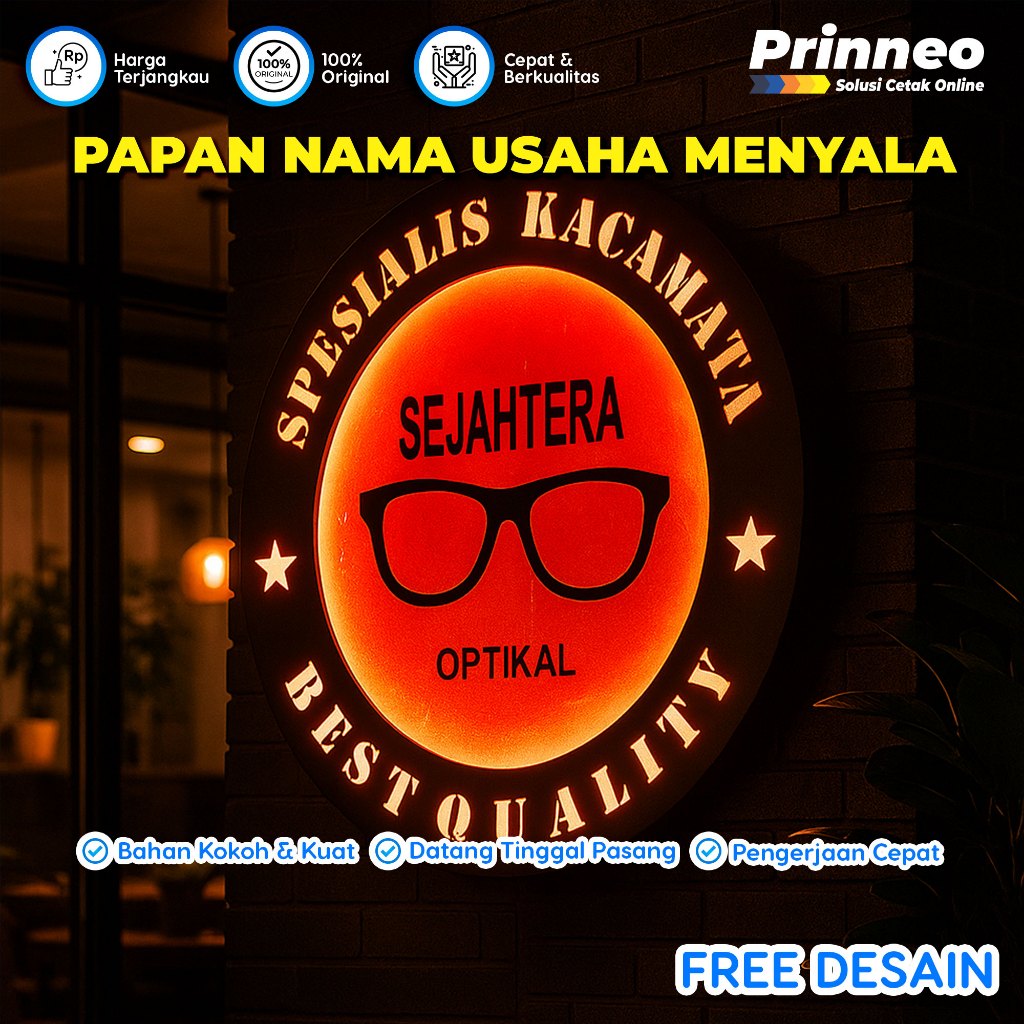 PAPAN NAMA USAHA MENYALA CUSTOM HMR BOARD, SIGNBOARD LED HMR BOARD CUSTOM DENGAN LAMPU, PAPAN NAMA B