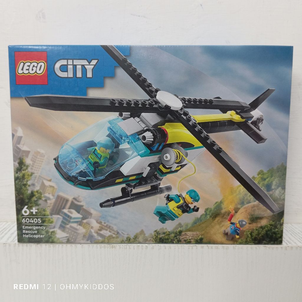 ori original lego city 60405 emergency rescue helicopter helikopter mainan anak pasang susun balok m