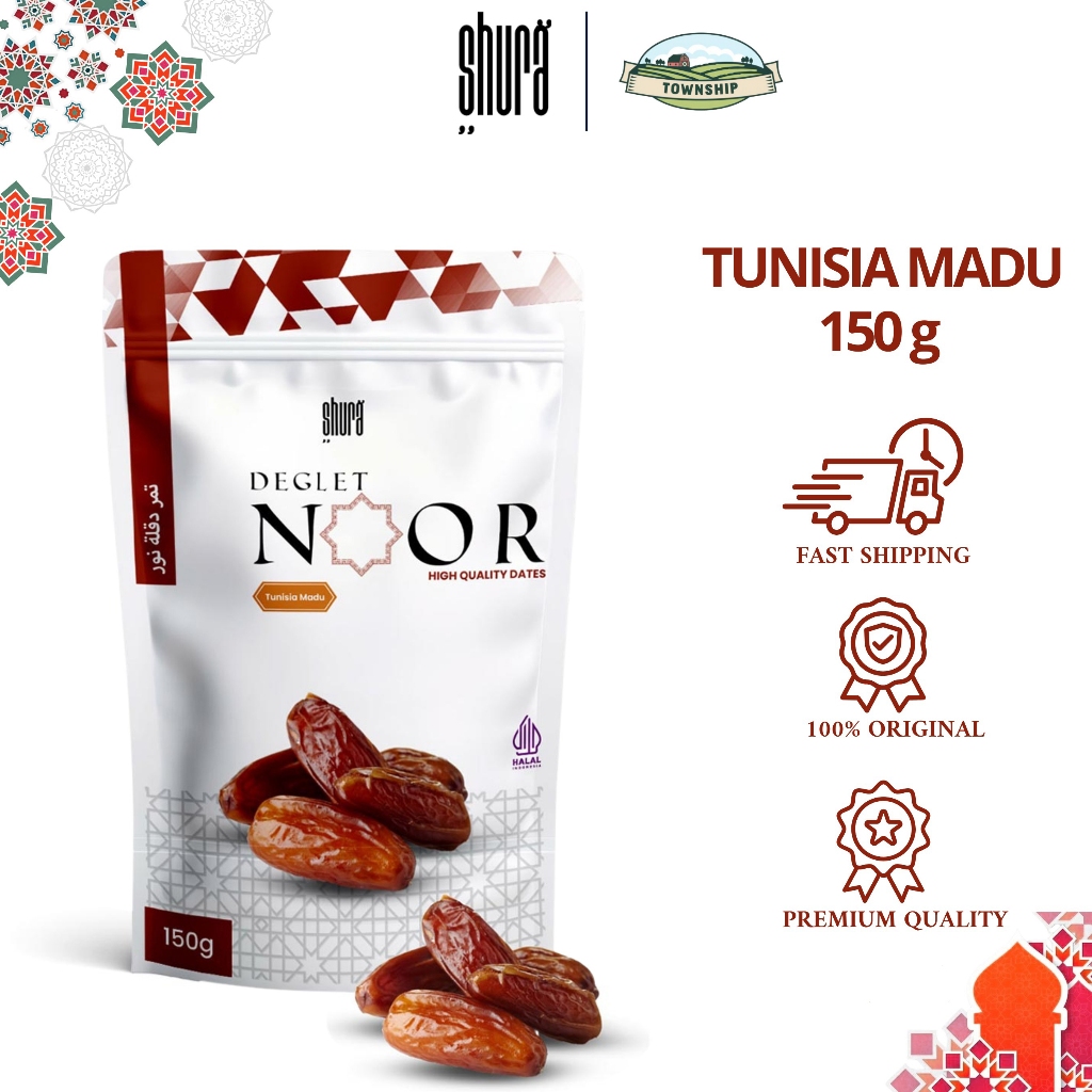 

Shura Kurma Tunisia Tangkai 150gr Deglet Noor Kemasan Pouch Premium Original High Quality