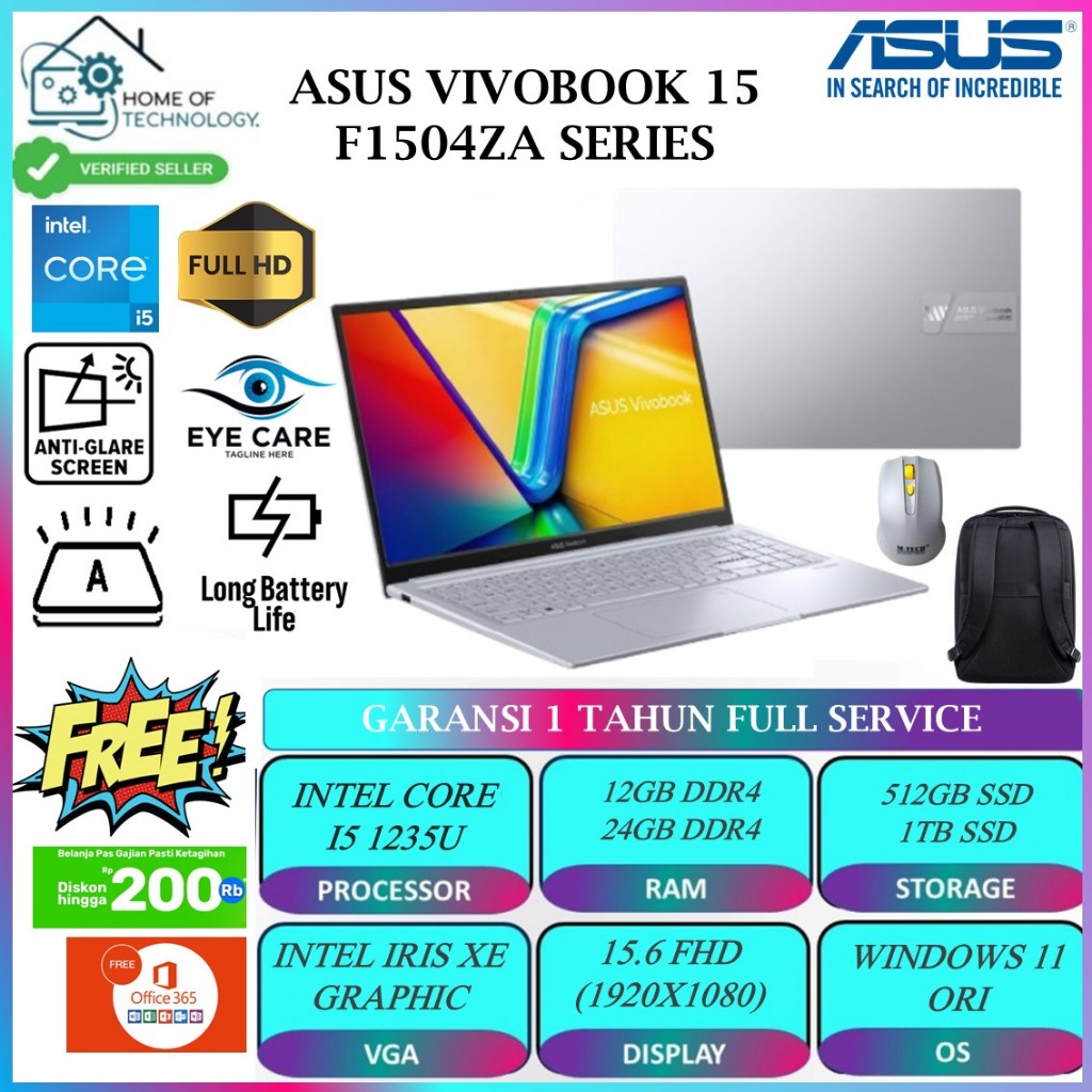 Laptop Asus Vivobook 15 F1504ZA Intel Core i5 1235U 16GB 1TB 15.6 Full HD Backlit Windows 11 Ori