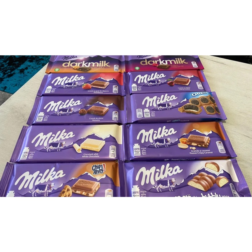 

Coklat / Choco Impor Swiss Milka Choco Bar 90 Gr Bubbly Alpine Milk, Avellanas Troceadas Hazelnut, Confetti, Melkchocolade, Chocolate Bianco, Mmmax 200 Gr Au Lait du Pays Alpin, Noisettes Entieres Hele Hazelnoten, Oreo, Naps Mix Assortiment 138 Gr