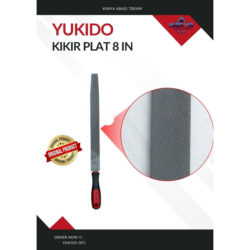 YUKIDO Kikir Gergaji Besi Plat - kikir Gepeng / Kikir Besi Lurus Ukuran 8inch